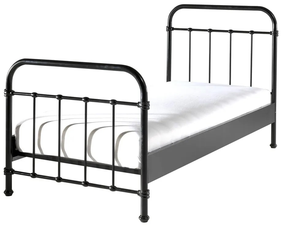 Pat metalic pentru copii Vipack New York, 90 x 200 cm, negru