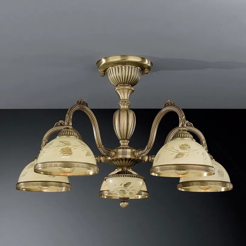 Lustra aplicata din alama cu sticla decorata design italian 5 6208