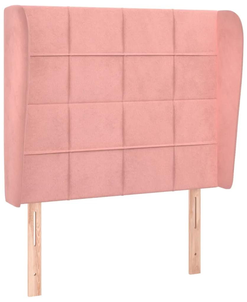 3118003 vidaXL Tăblie de pat cu aripioare, roz, 103x23x118/128 cm, catifea