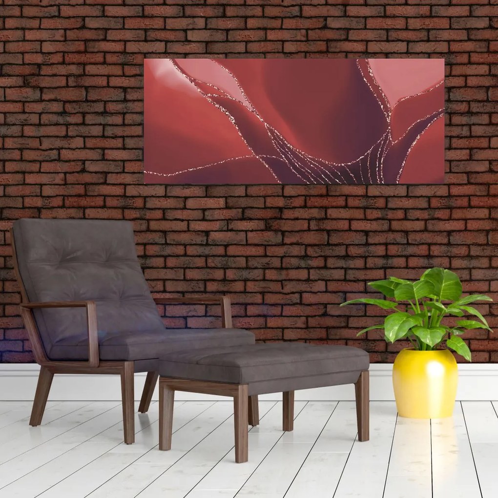 Tablou - Floare abstractă roșie N⁰2 (120x50 cm)