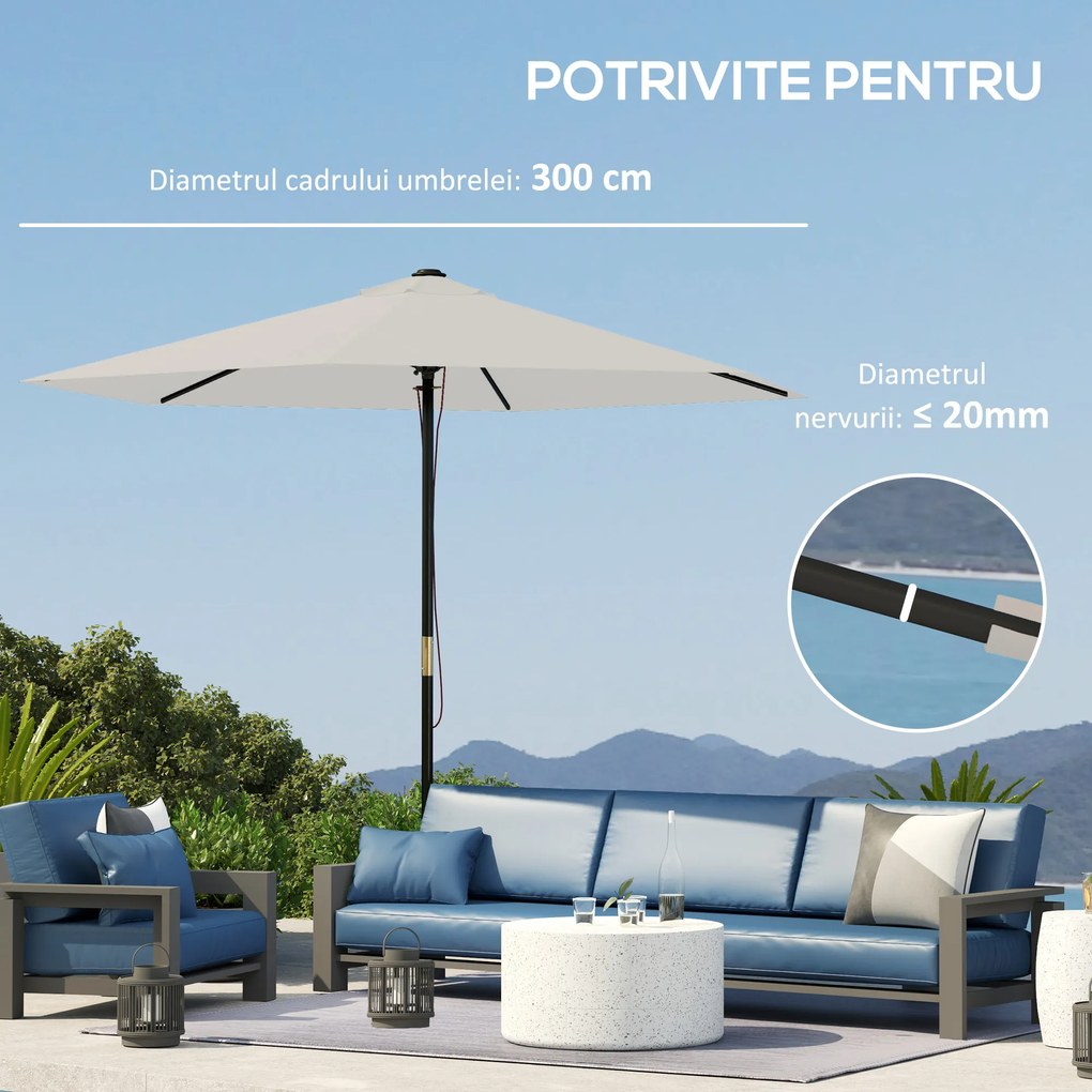 Outsunny Înveliș de Schimb pentru Umbrelă cu Orificii de Aerisire, Ø300 cm, Alb Crem | Aosom Romania