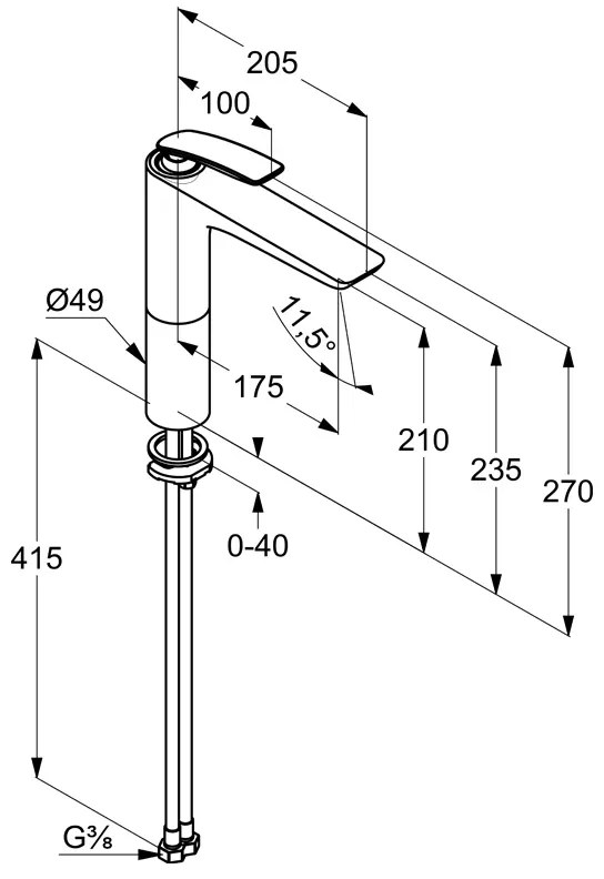 Baterie lavoar Kludi, Balance, 21 cm, crom