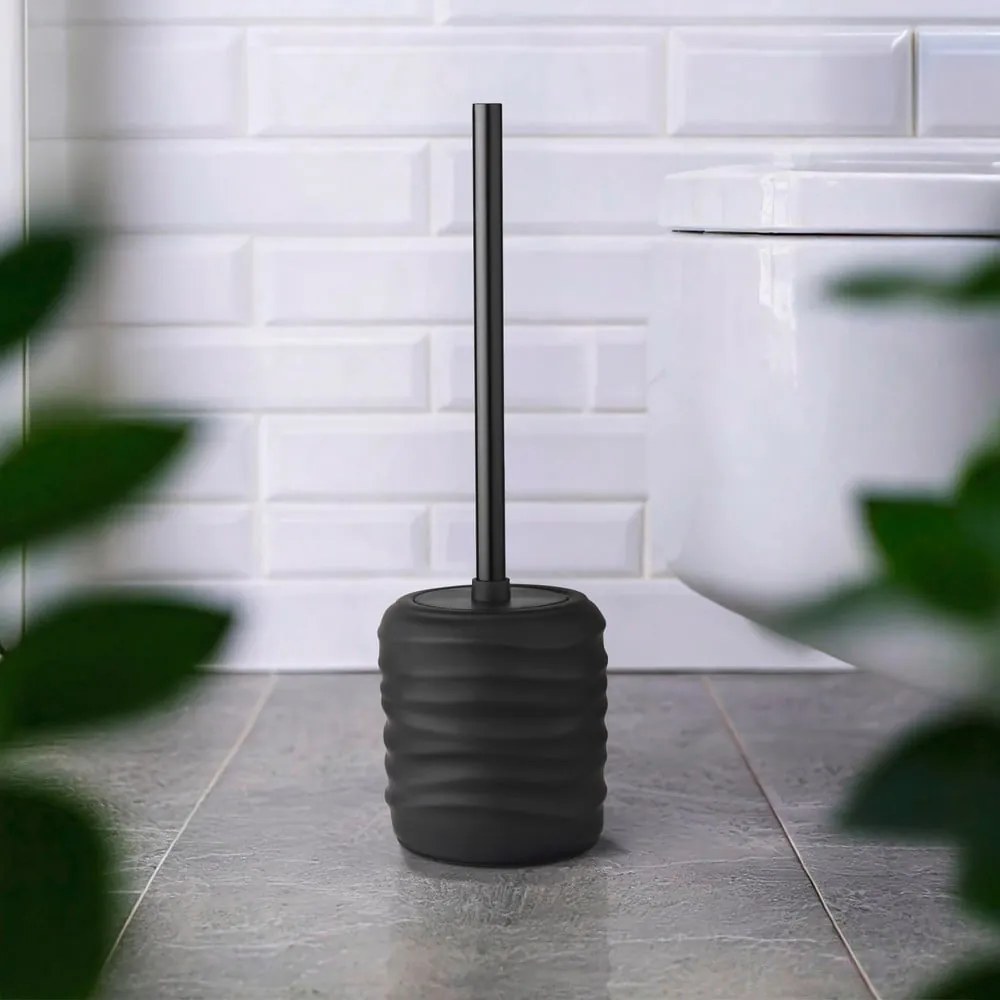 Perie de WC neagră din ceramică Illana – Wenko