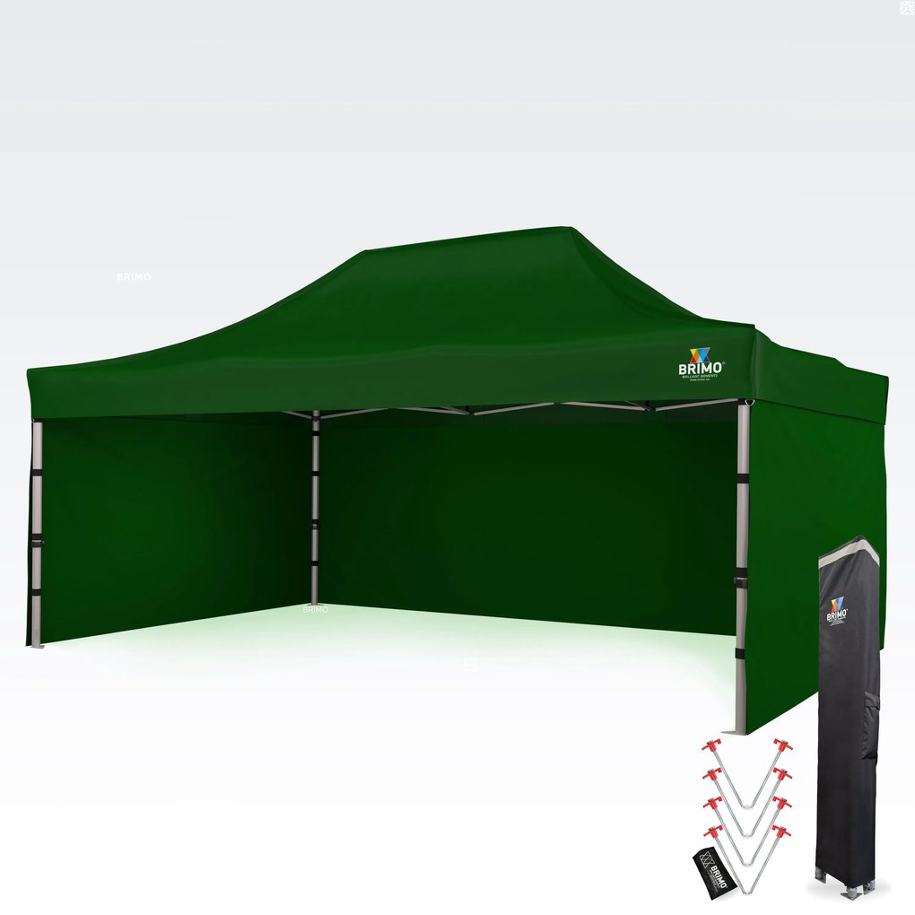 Cort publicitar 4x6 m Premium (Aluminiu) cu 3 pereți – de montare rapidă - cu 3 pereți - Verde