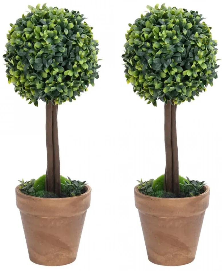 Plante artificiale cimișir cu ghiveci 2 buc. verde 56 cm minge
