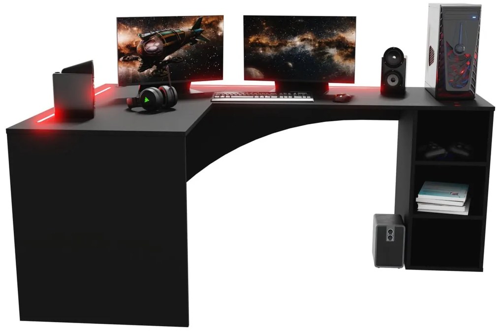 Masă PC de colț Carbon (Negru) (S) (cu iluminat RGB). 1054965