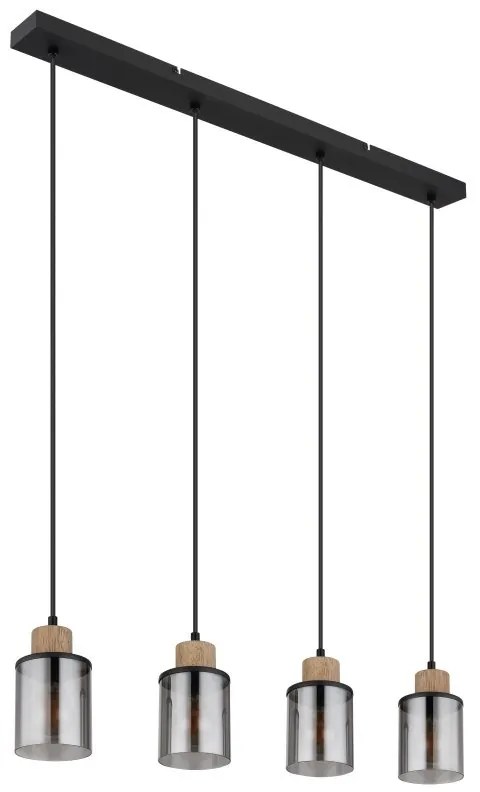 Lustra suspendata design modern REID negru, fumuriu, maro inchis