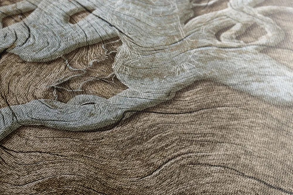 Tablou copacul abstract pe lemn în design bej
