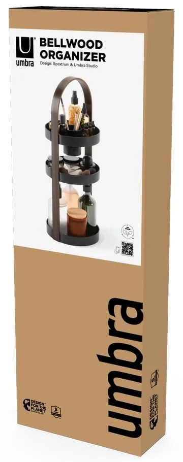 Organizator de baie negru din plastic reciclat Bellwood – Umbra