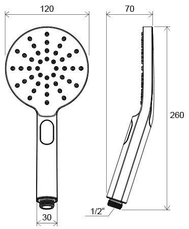 Ravak X07P233 - Pară de duș manuală cu buton FLAT, crom lucios