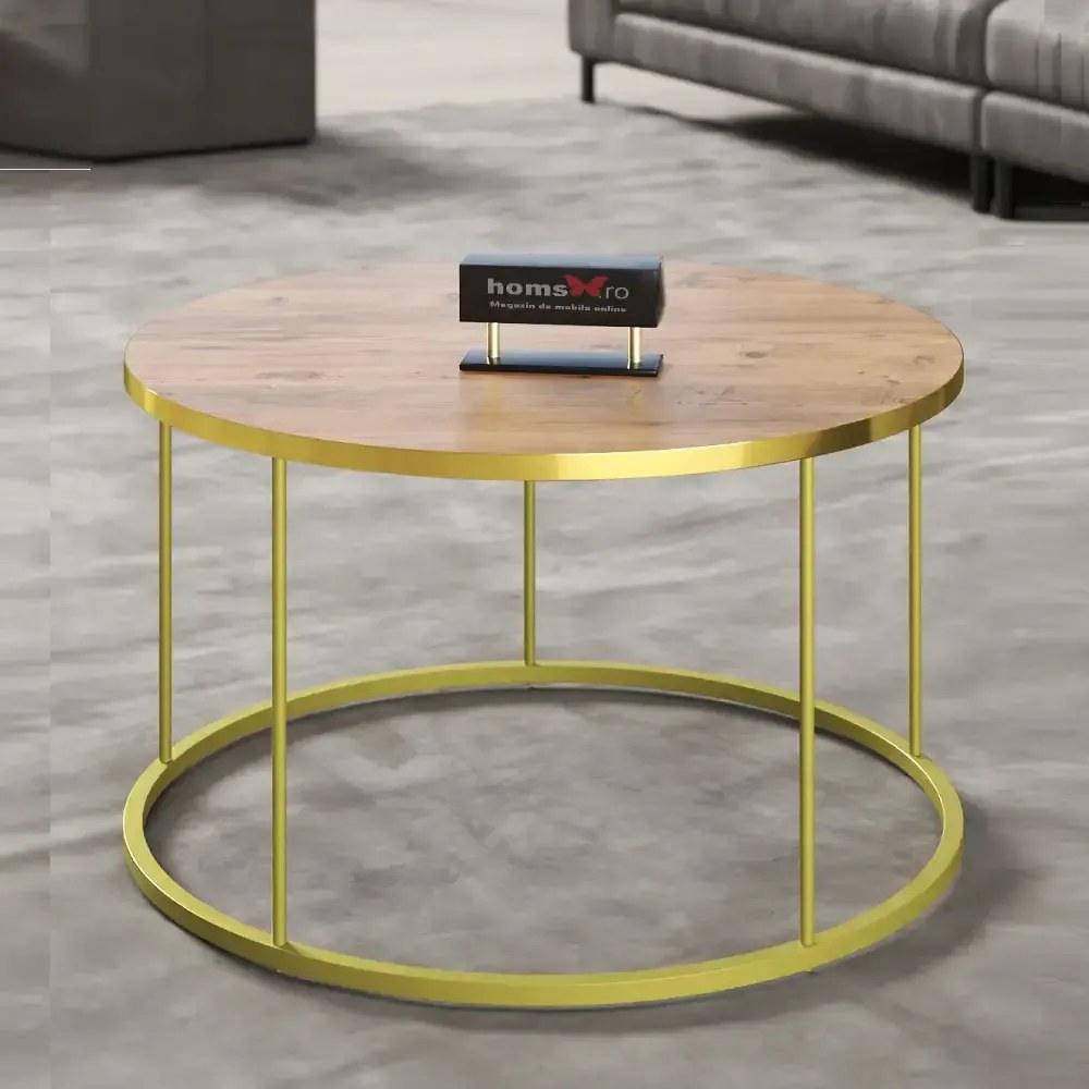 Masuta de cafea Vicenta Homs, nuc si auriu, seria 440, 70 cm