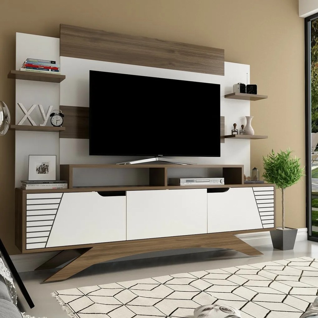 Perete TV Deparo Walnut and White