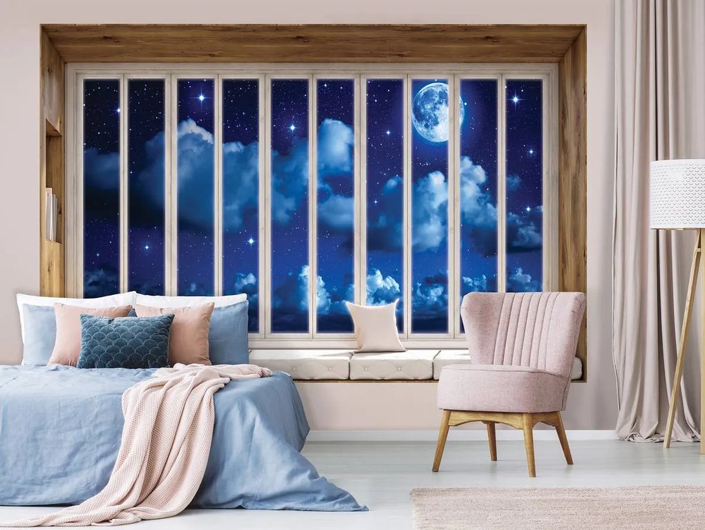 Fototapet - Cerul nocturn în geam (152,5x104 cm)
