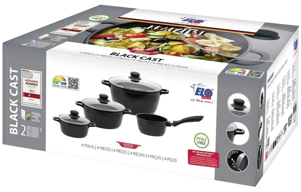 Elo 62440 Set de oale de bază din aluminiu turnatnegru cu 4 piese
