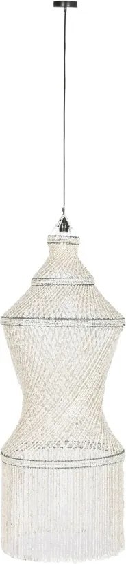 Lustră suspendată din scoici lucrate manual, alb, 140 x 52 cm, „Lombok”