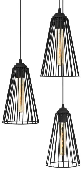 Lustră pe cablu TORRI 3xE27/15W/230V negru