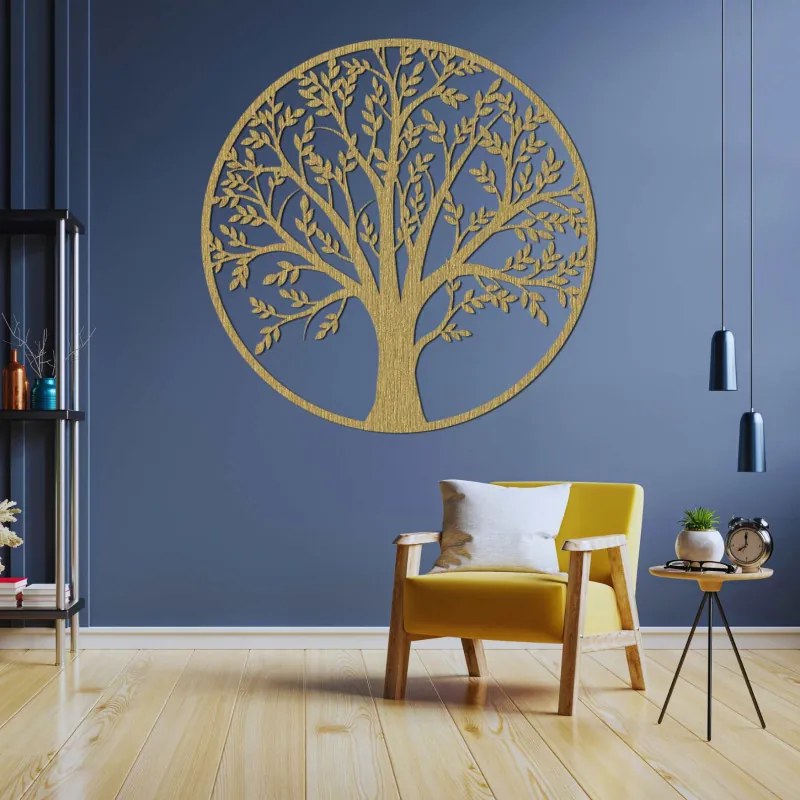 SENTOP | Copacul Vieții din lemn, într-un cerc – decorațiune murală | FORTIS
