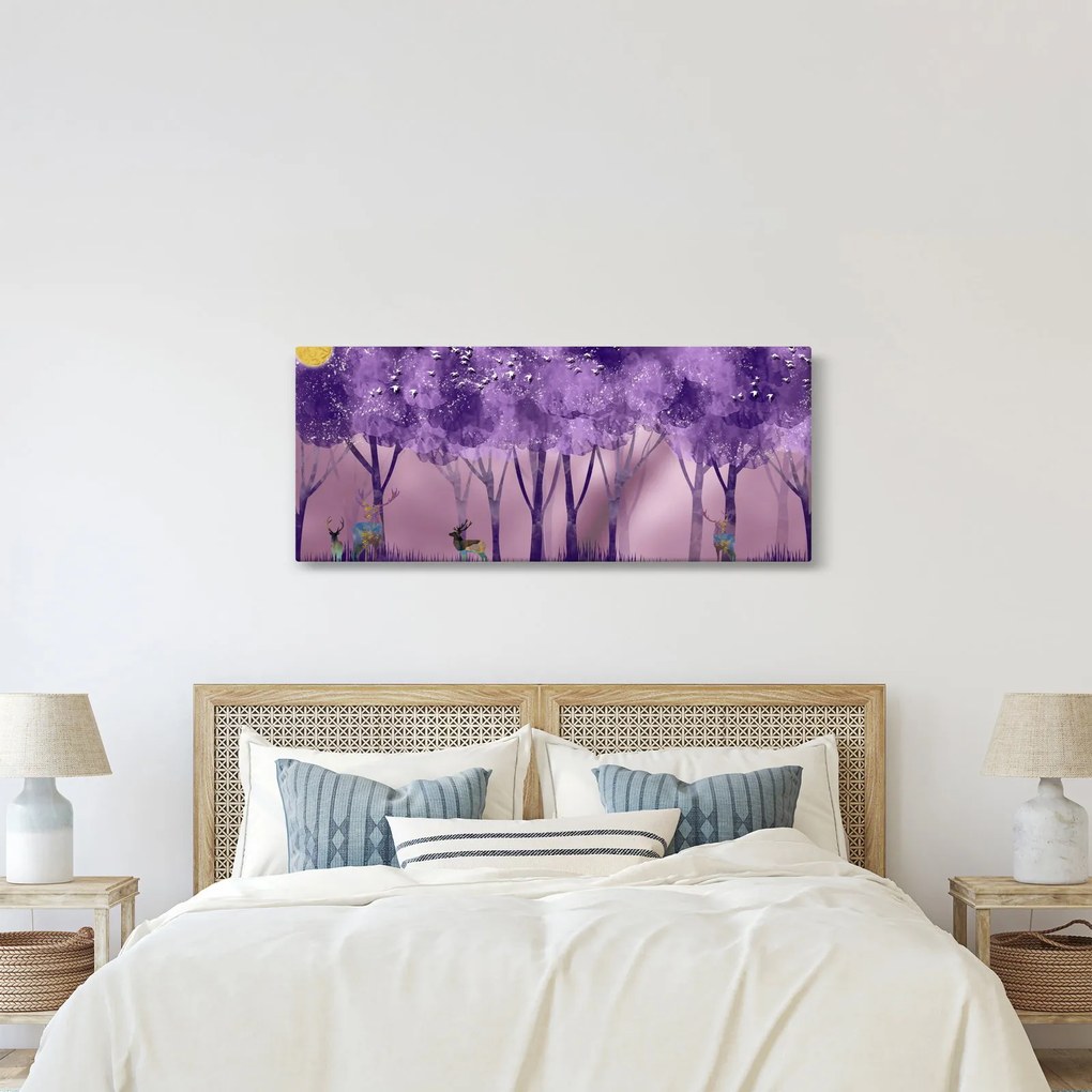 Tablou - Cerbi în pădurea magică (120x50 cm)