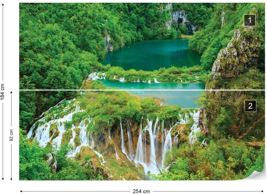 Fototapet GLIX - Forest Waterfalls Lakes + adeziv GRATUIT Tapet nețesute - 254x184 cm