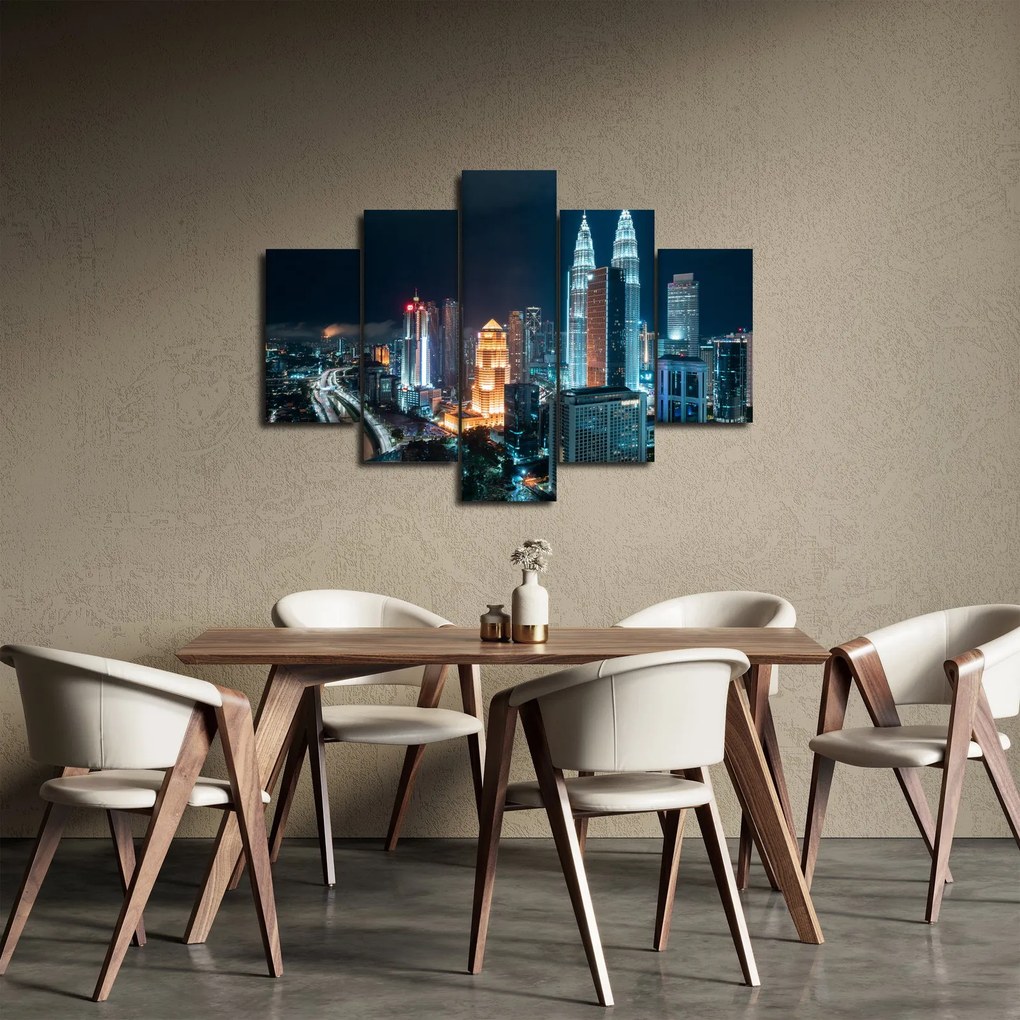 Tablou - Noaptea în Kuala Lumpur (150x105 cm)