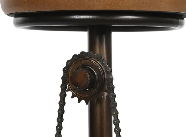 Scaun inalt de bar din piele naturala si metal, stil industrial ,"Rotor"