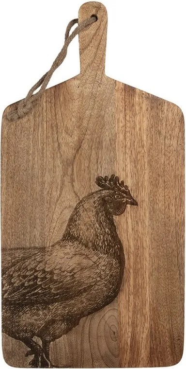 Tocător decorativ din lemn, maro, model găină, 25x50x2 cm