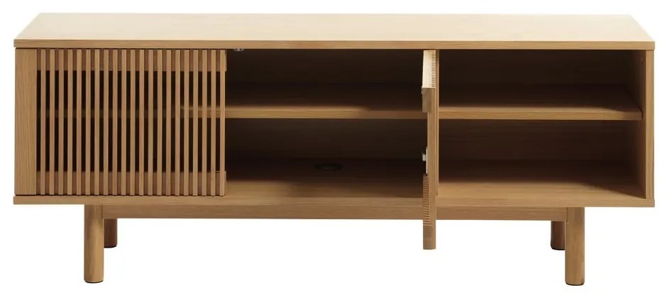 Comodă TV în culoare naturală cu aspect de lemn de stejar 143x55 cm Tiber – Unique Furniture