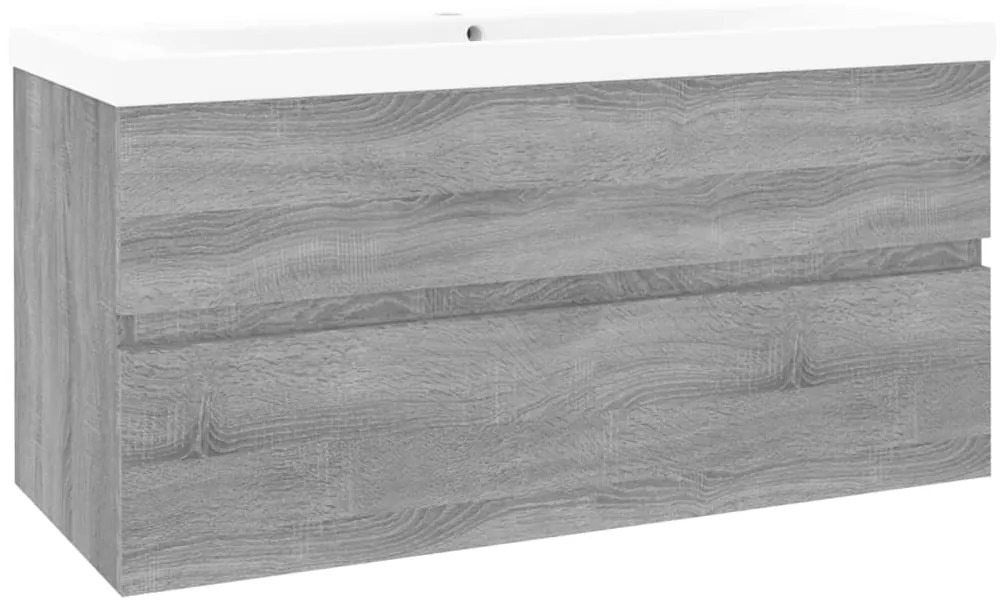 Dulap de chiuveta cu bazin incorporat gri sonoma lemn prelucrat sonoma gri, 90 x 38, fara oglinda