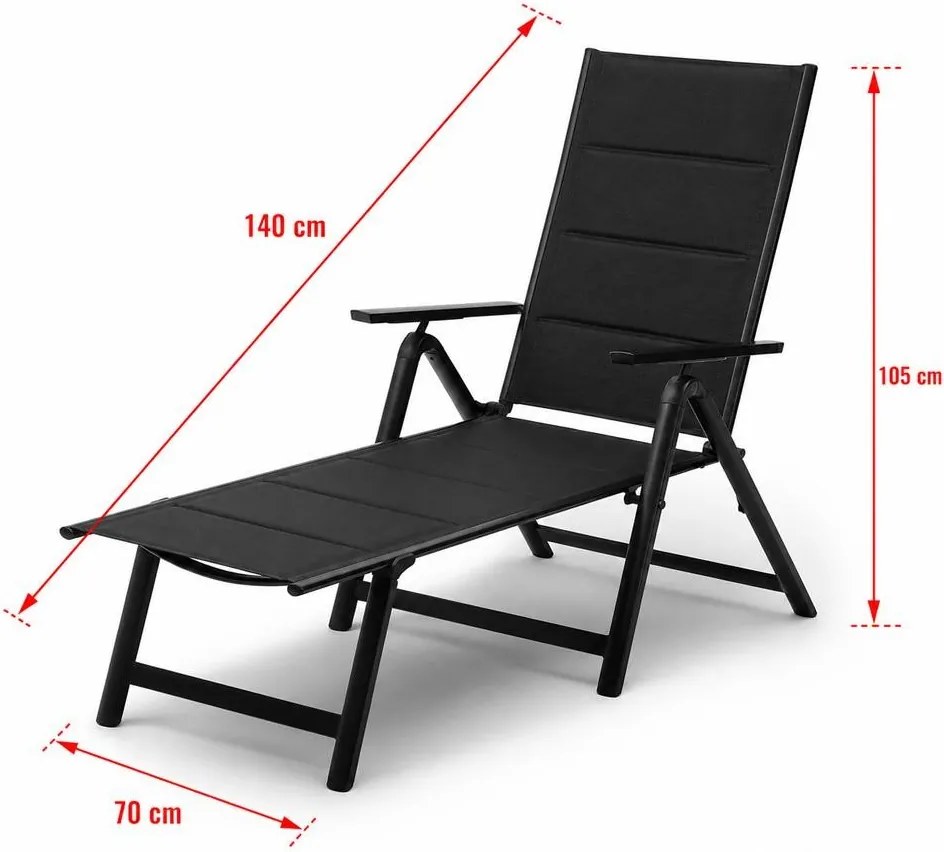 Șezlong reglabil din aluminiu Avenberg RIVIERA negru