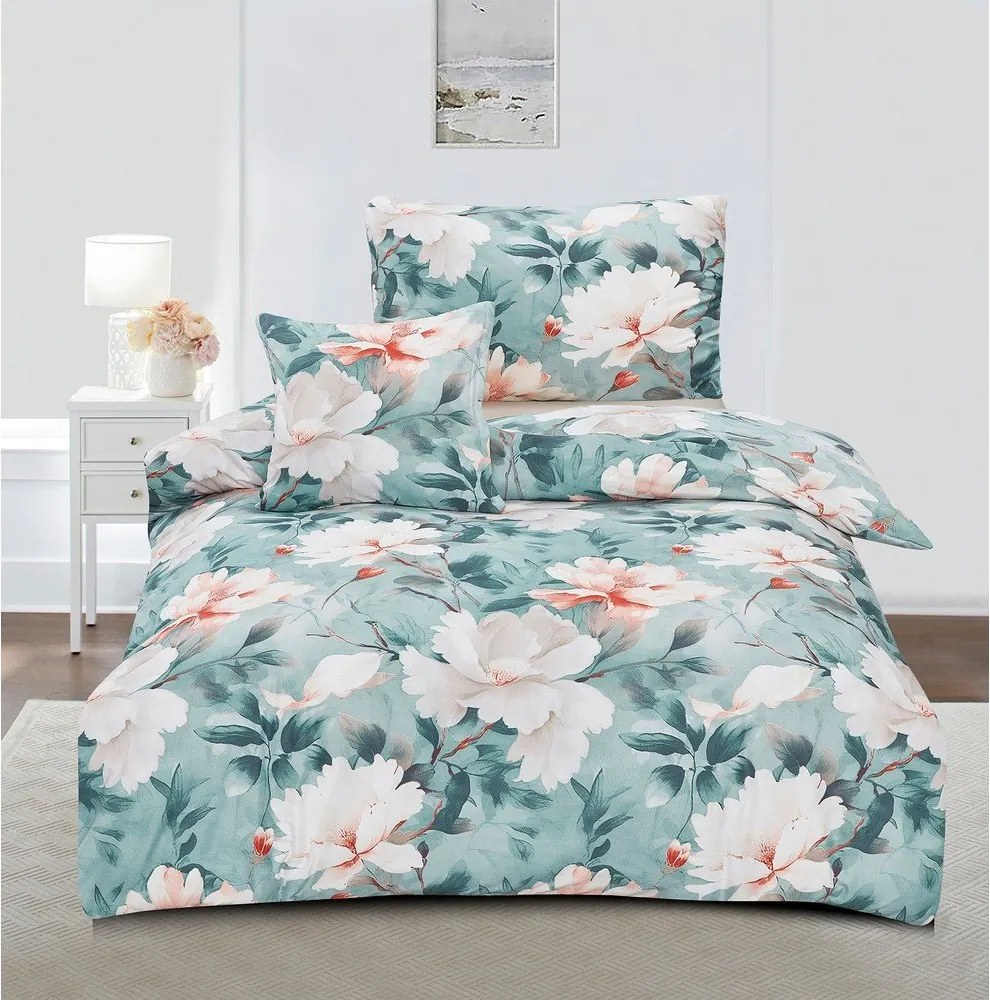 Lenjerie de pat turcoaz din microsatin pentru pat de o persoană cu 3 piese 140x200 cm Selma – My House