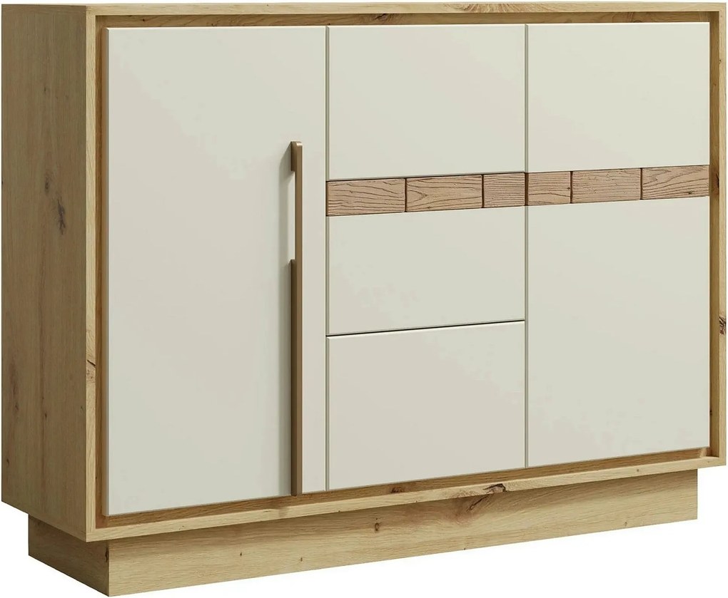 Comoda KEKS K12, stejar/casmir, PAL laminat, 130x37x97 cm