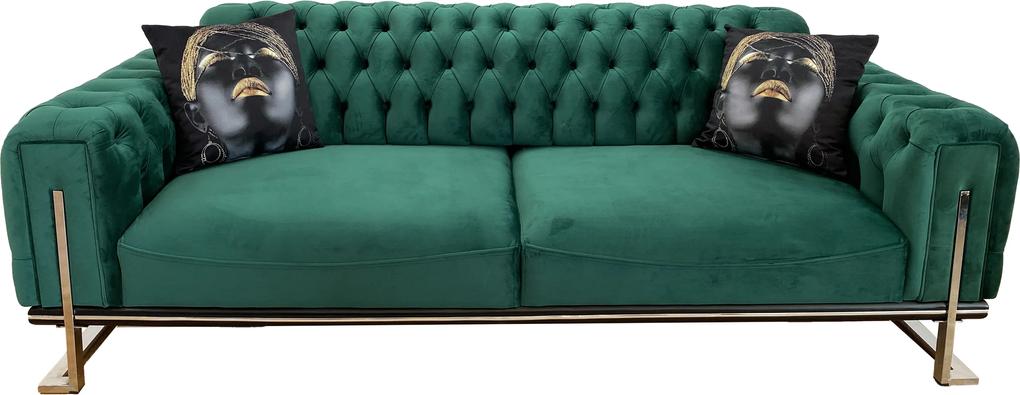 Canapea fixă 3 locuri, verde - model ROLEX