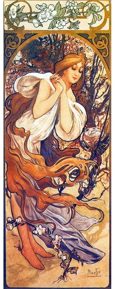 Reproducere tablou Alfons Mucha - Spring, 80 x 30 cm