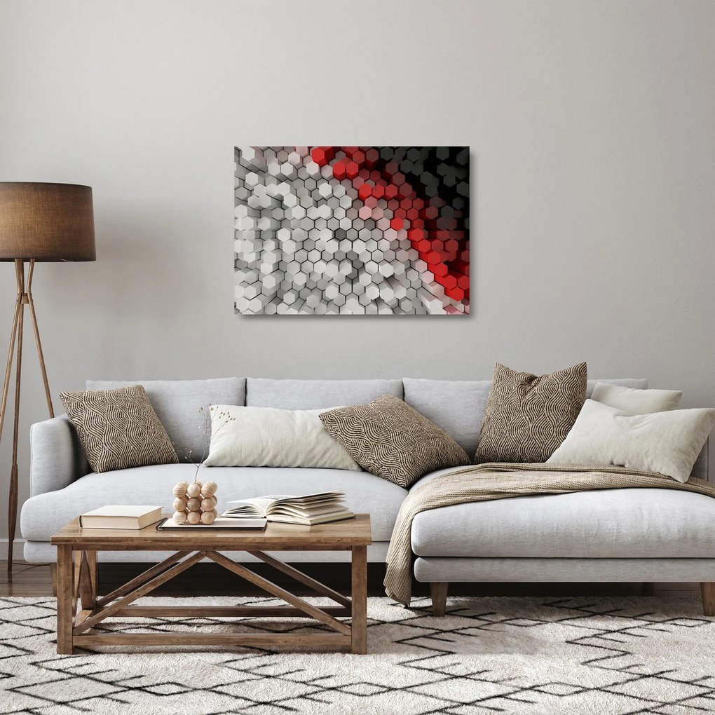 Tablou pe sticlă - 3D hexagoane (70x50 cm)