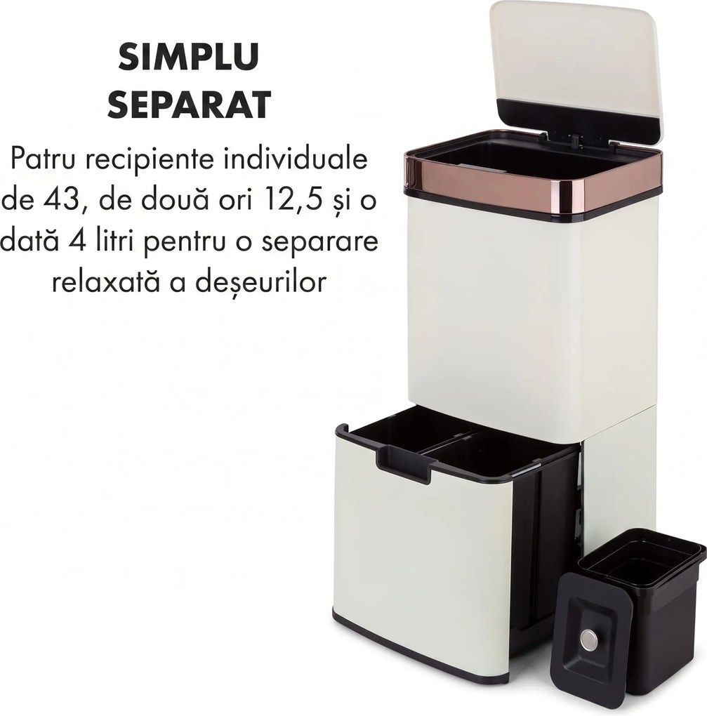 Klarstein Royal Trash Rose Gold, coș de gunoi cu senzor, 72 l, oțel inoxidabil, roz auriu
