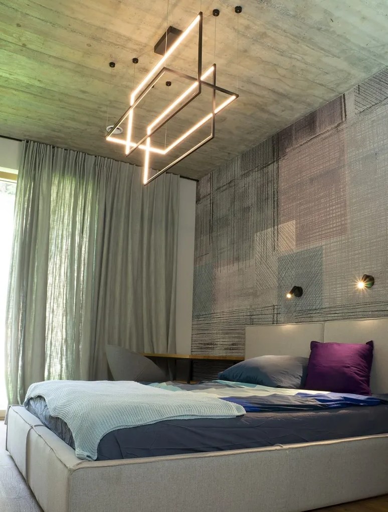 Lustra LED dimabila, XXL suspendata design modern GEOMETRIC negru P0271D MX