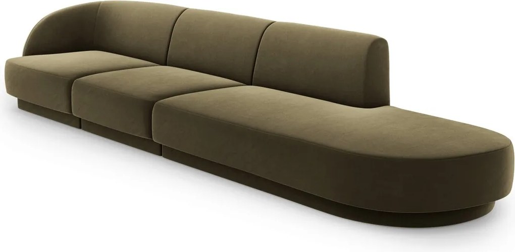 Canapea 4 locuri cotiera dreapta, Miley, Micadoni Home, BL, 325x85x74 cm, catifea, verde