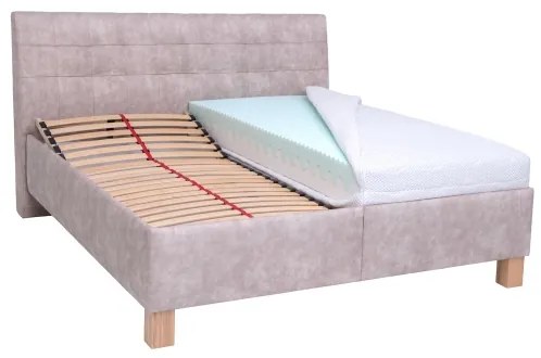 Pat tapițat VIOLET, 160 x 200 cm, bej, cu spațiu de depozitare — fără saltea