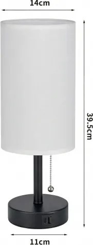 Brilagi - Lampă de birou TABLON cu port USB 1xE27/25W/230V negru/alb