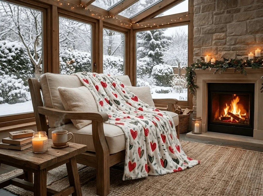Patura Cocolino WINTER HEARTS, colorata Dimensiune: 200 x 220 cm