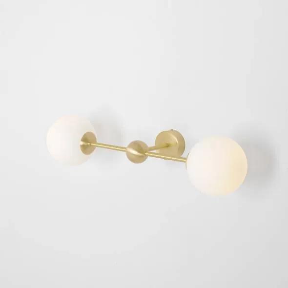Aplica perete moderna alama cu 2 globuri albe de sticla White Pearl