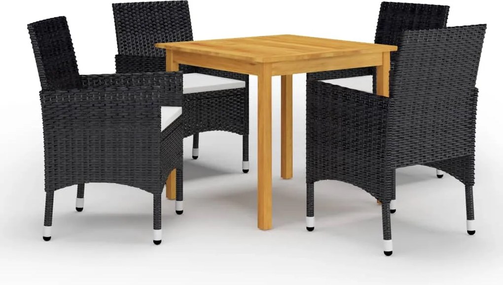 vidaXL Set mobilier de grădină, 5 piese, negru