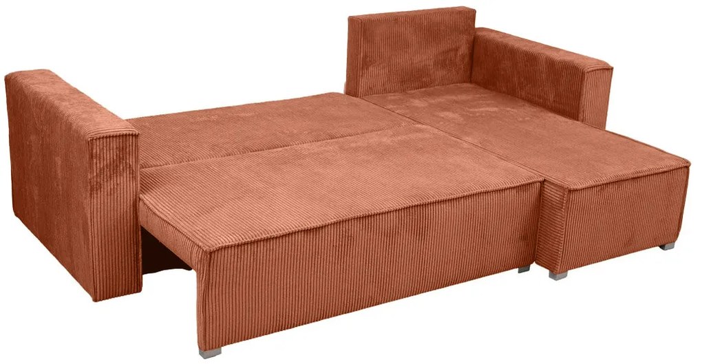 Canapea colt extensibila SMART COSARO teracota, cu colt bilateral + 2 perne CADOU