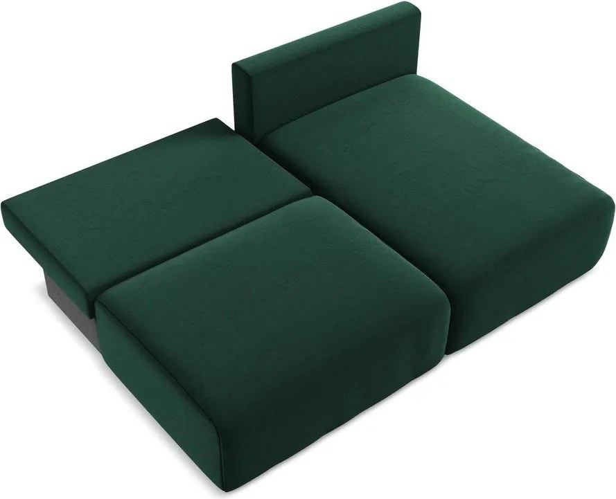 Colțar verde închis extensibil/cu spațiu de depozitare cu tapițerie din catifea (cu colț pe partea dreaptă/cu șezlong) Kalena – Makamii