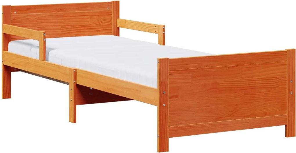 vidaXL Cadru de pat cu saltea Maro 80 x 200 cm Lemn de pin masiv