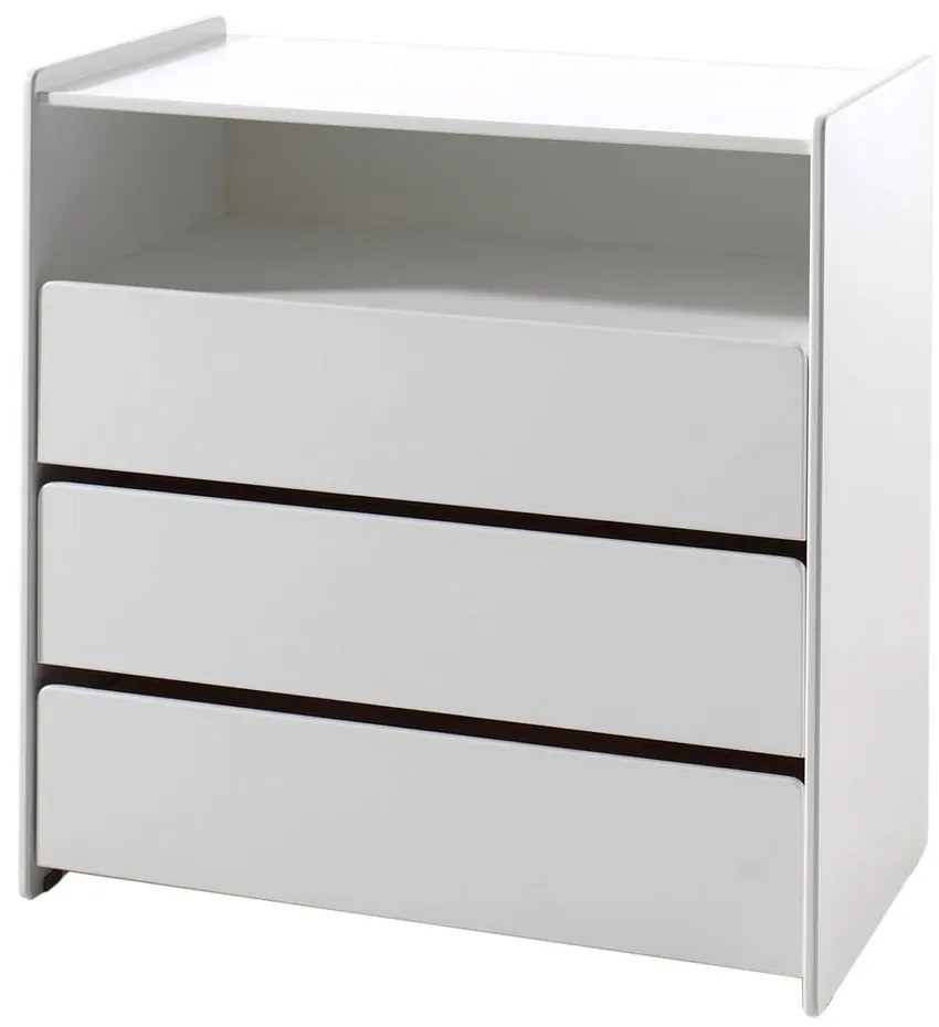 Comodă de copii albă joasă din lemn masiv de pin cu masă de înfășat 90x106 cm KIDDY – Vipack