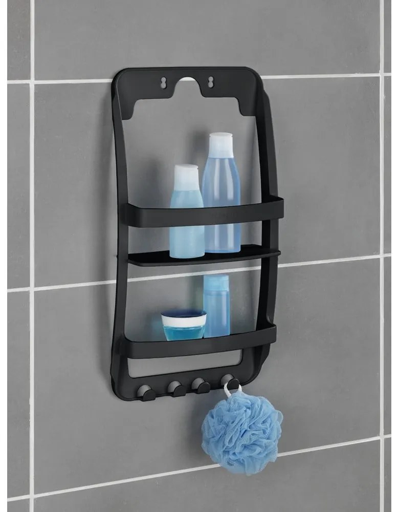 Raft pentru baie negru de agățat, autoadeziv din plastic Universal – Wenko