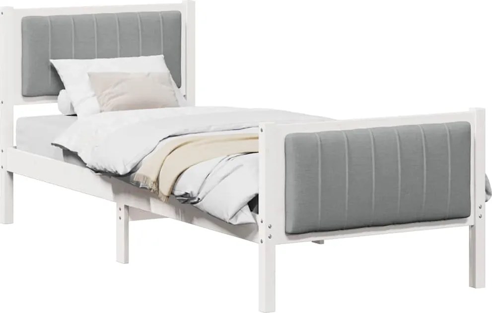 vidaXL Cadru de pat Alb și gri deschis 80 x 200 cm Lemn masiv de pin