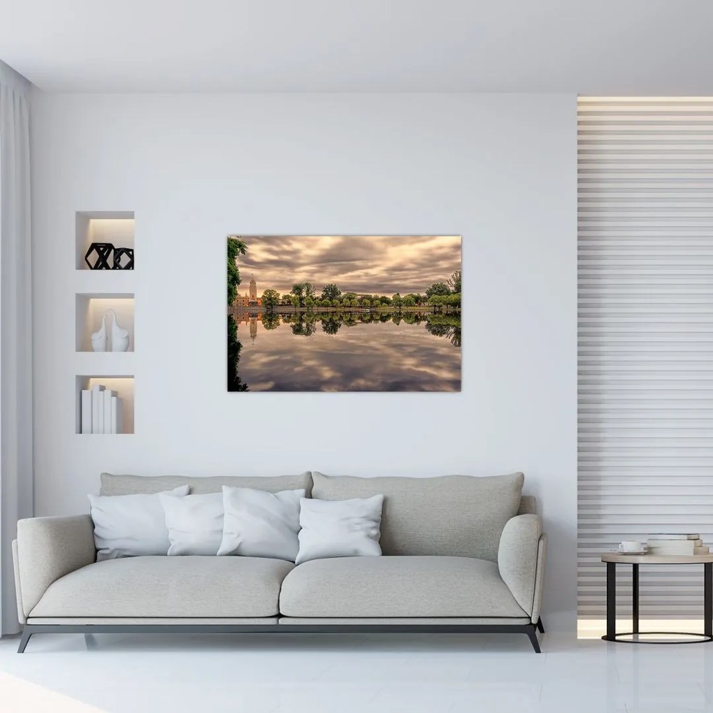 Tablou cu lac și copaci (90x60 cm)