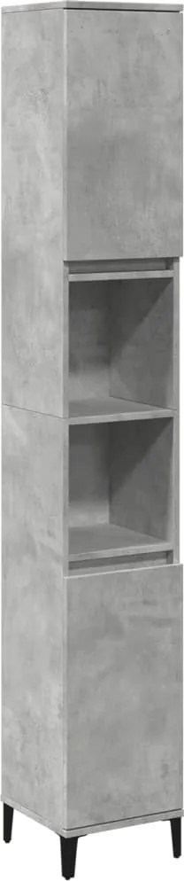 vidaXL Dulap de baie, gri beton, 30x30x190 cm, lemn prelucrat